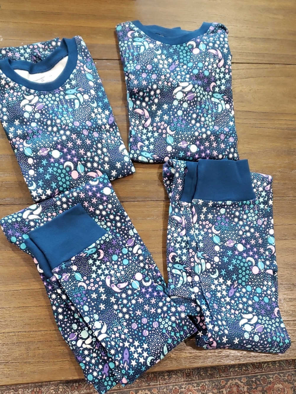 Kids Navy Space-Print Pajama Set - Cozy Long Sleeve & Pants Set Of Two